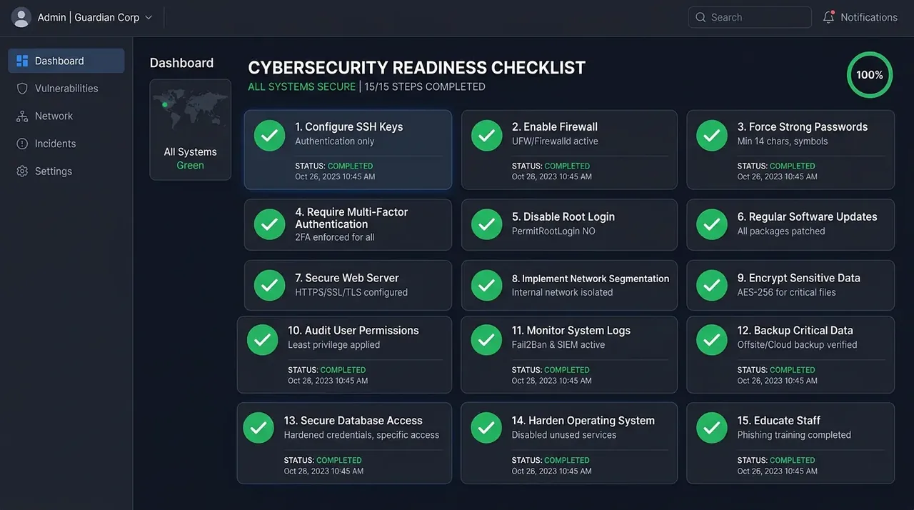 Danh sách các bước kiểm tra bảo mật VPS trên Dashboard