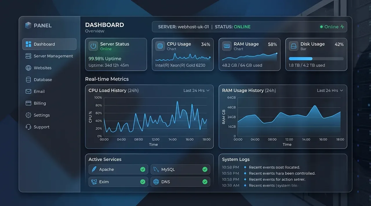 Giao diện dashboard quản lý trực quan của aaPanel 2026