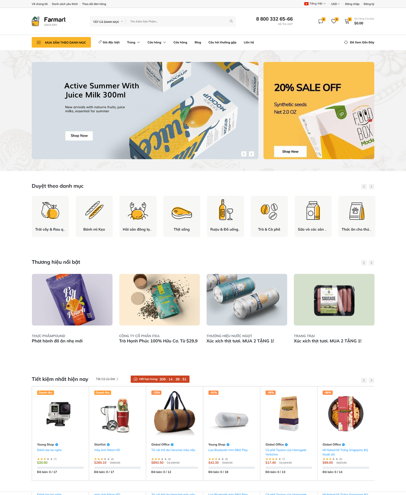 FarmMart Fresh – Website siêu thị thực phẩm sạch 4.0